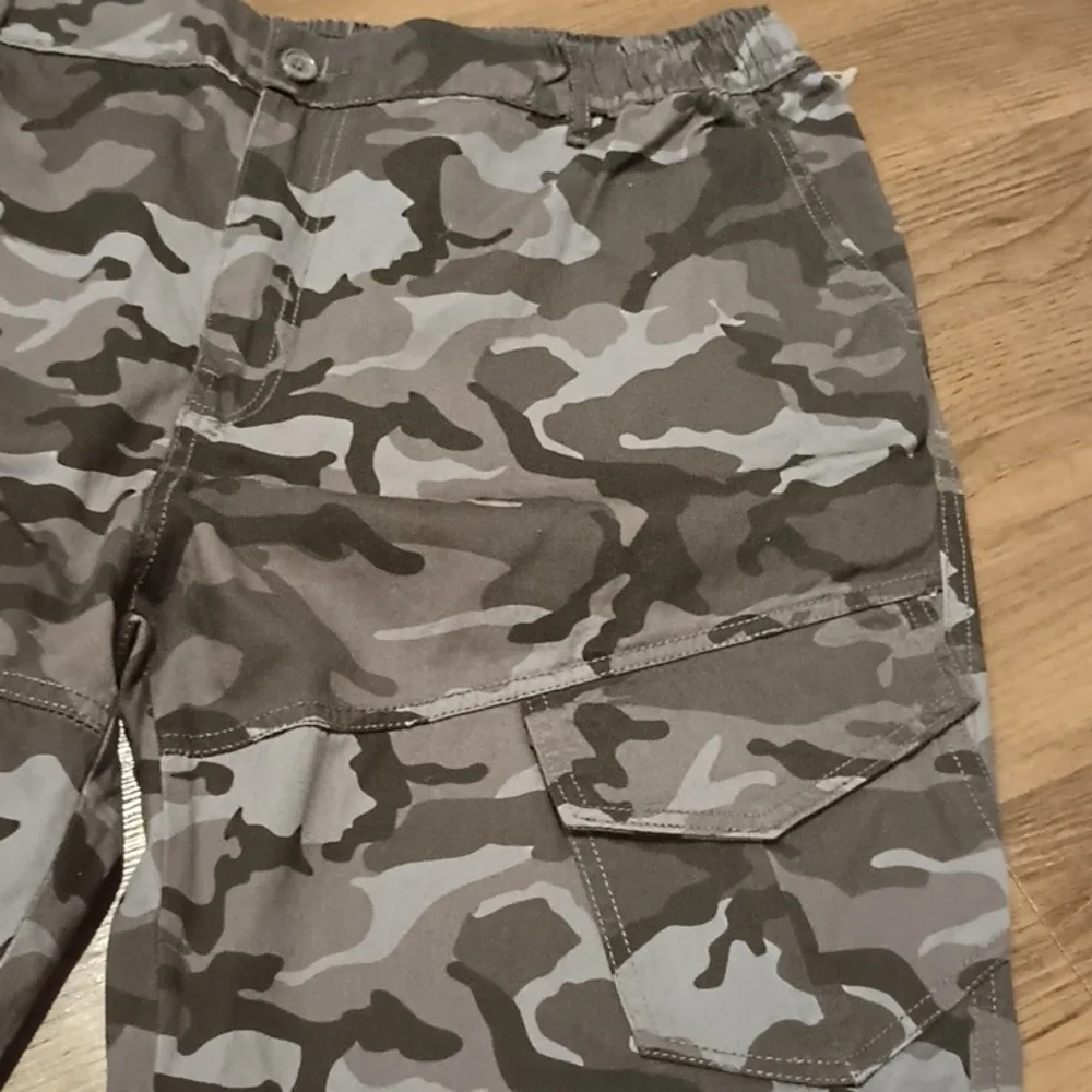 Big Dude Grey Camo Cargo Straight Leg Cotton Pants A34